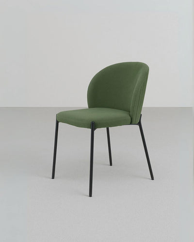 Sedia Agata - Sedia moderna in tessuto verde - Struttura in metallo nero opaco - Design moderno - 1 pz