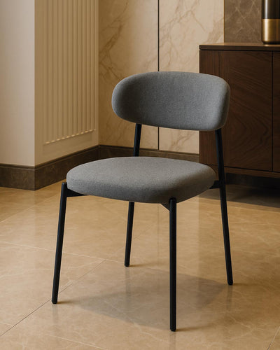 Sedia Angie - Sedia moderna in tessuto grigio - Struttura in metallo nero - Design moderno - 1 pz