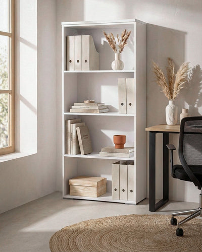 Armadio ufficio Denver - Mobile archivio - 3 mensole incluse - L. 90 x H. 160 x P. 42,5 cm – Bianco