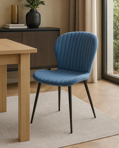 Sedia Cloud - Sedia moderna in tessuto vellutato petrolio - Struttura in metallo nero - Design moderno - 1 pz