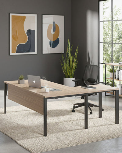 Scrivania Bologna - Piano Operativa ufficio P.160 cm - Design minimal moderno - Piano in diverse dimensioni e colorazioni - Gambe in metallo color antracite
