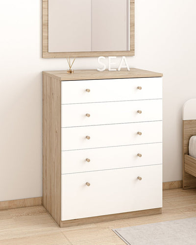 Comò con base cinque cassetti L.90 x P.58 x H.121 - in diverse colorazioni