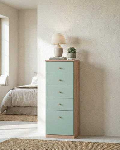 Comò NIVARA - cinque cassetti - L.45 x P.45 x H.121 - in diverse colorazioni