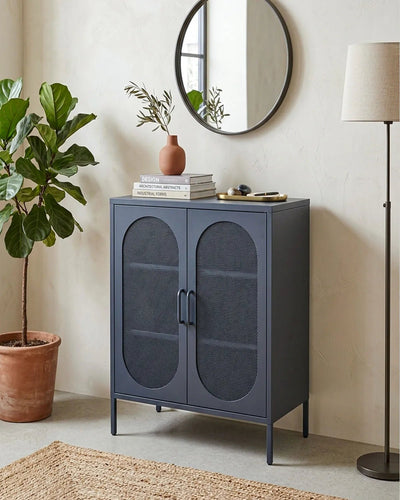 Credenza Elisse SOUL - Blu scuro - Vetrina Moderna in metallo verniciato - 2 Ante