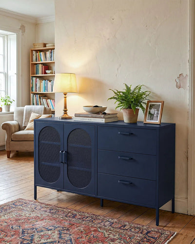 Madia Elisse HARMONY - Blu scuro - Madia Moderna in metallo verniciato - 2 Ante 3 Cassetti