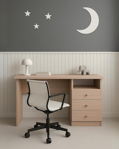 Scrivania Genius con 3 cassetti lato destro – Scrittoio moderno compatto e salvaspazio – Perfetta per studio, ufficio e smart working