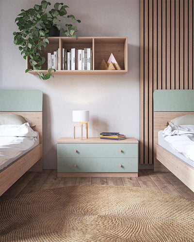 Comodino Nira - Mobile con 2 cassetti - 7 varianti colore personalizzabile - 90 L. x 41 H. x 38 P.