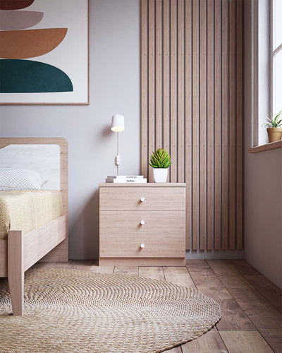 Comodino Bruma - Mobile con 3 cassetti - 7 varianti colore personalizzabile - 60 L. x 57 H. x 38 P.