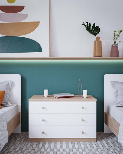 Comodino Silenzio - Mobile con 3 cassetti - 7 varianti colore personalizzabile - 90 L. x 57 H. x 38 P.