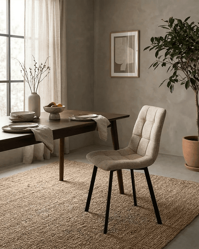 Sedia Jade - Sedia moderna in tessuto Tortora - Struttura in metallo nero opaco - Design moderno - 1 pz