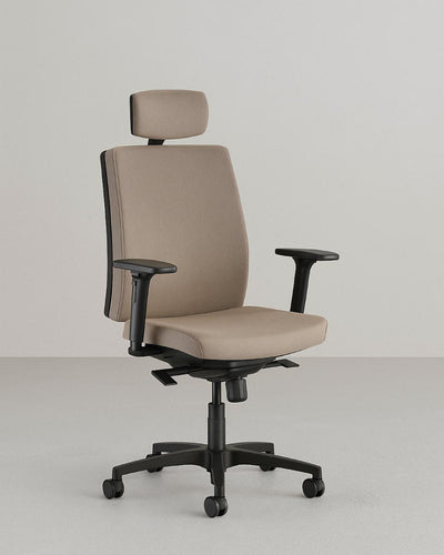 Poltrona Madras – Sedia ufficio Mesh – Poggiatesta rivestito – Braccioli 2D regolabili – Base girevole – Altezza regolabile