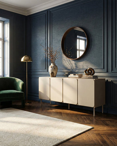 Madia Asse - Set Angle - Mobile per soggiorno, moderno - 4 ante - L. 200 cm x H. 75 cm x P.42 cm - Cashmere