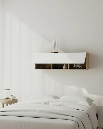 Pensile a muro Rivela - Libreria sospesa con anta e struttura effetto legno - 7 varianti colore anta - Design moderno