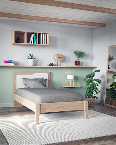 Letto quadro con piedi in legno, letto singolo e piazza e mezza +10 colorazioni