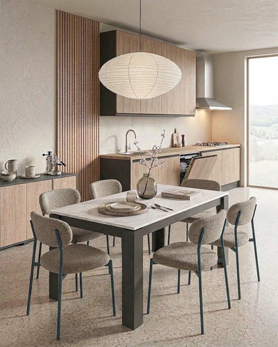 Tavolo RINOS – Tavolo da Pranzo Allungabile Moderno con Piano Bianco Spatolato e Struttura Antracite