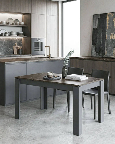 Tavolo RINOS – Tavolo da Pranzo Allungabile Moderno con Piano Emperador e Struttura Antracite