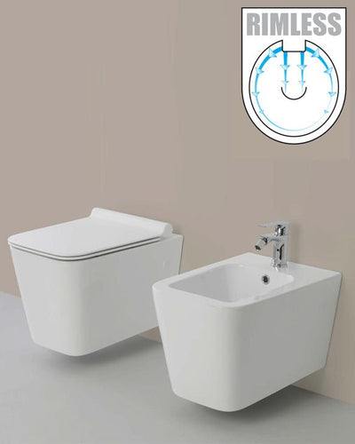 Sanitari Sospesi scarico parete wc bidet e copriwater