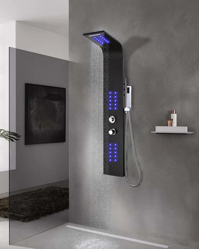Colonna Doccia in Alluminio 20x44x130 cm Nero