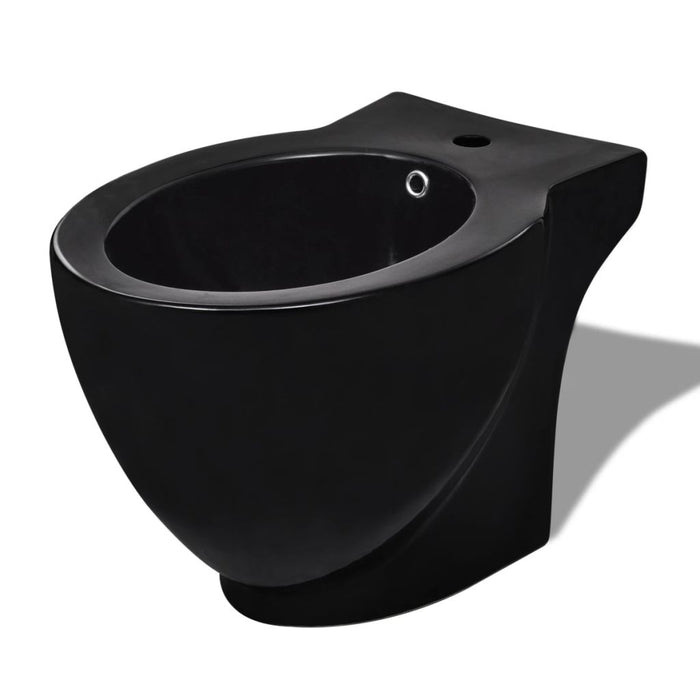vidaXL Set di Bidet e Toilette da Pavimento in Ceramica Nera - doomostore