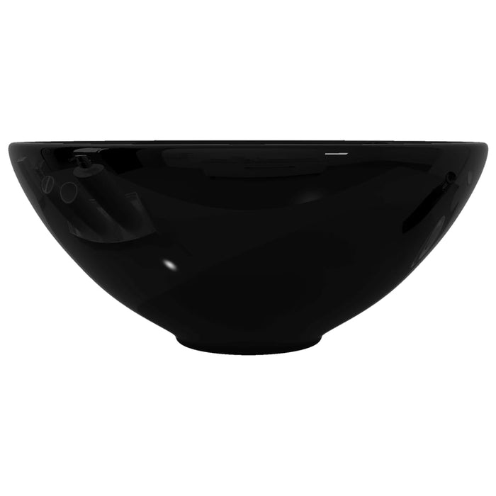 Lavandino da bagno in ceramica nera rotondo - doomostore