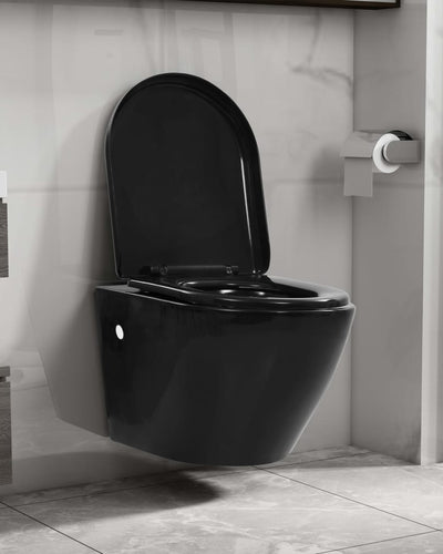 WC Sospeso con Design Senza Bordi in Ceramica Nero