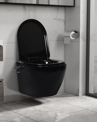 Toilette senza Bordo Sospesa con Funzione Bidet Ceramica Nera
