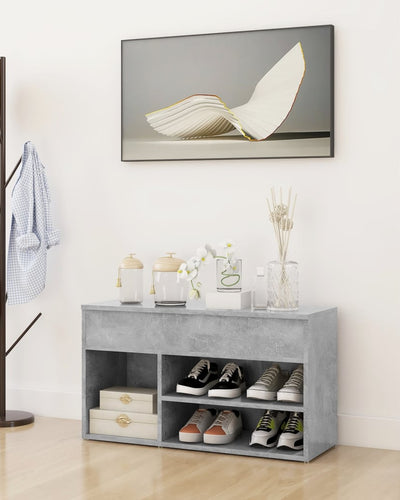 Panca Portascarpe Grigio Cemento 80x30x45 cm in Truciolato