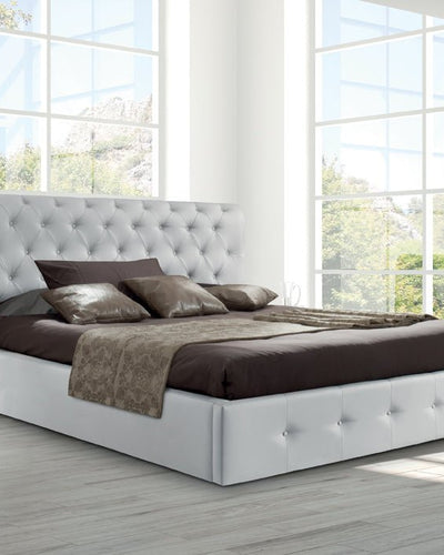 Letto Chester imbottito in ecopelle con contenitore