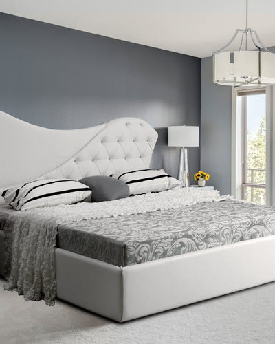 Letto Perla imbottito in ecopelle con contenitore
