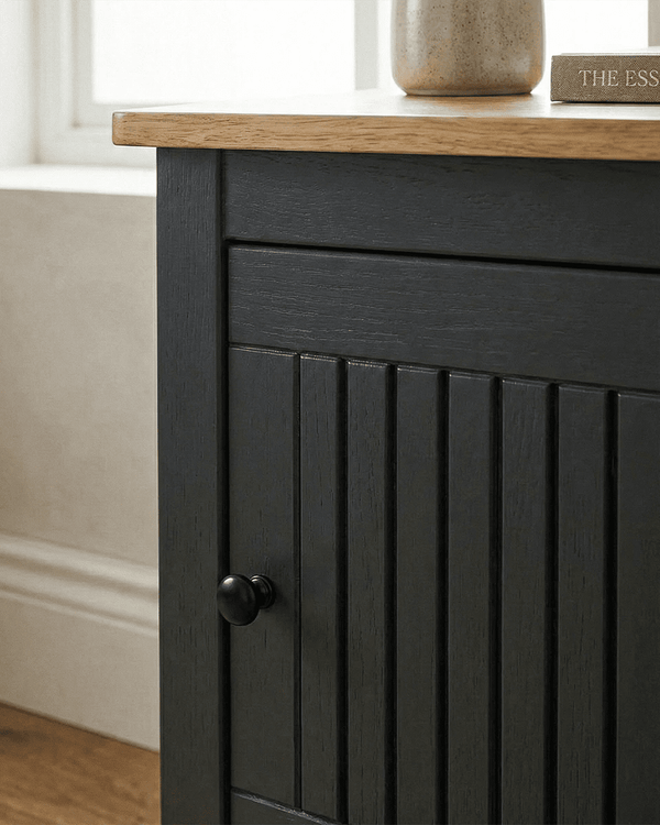 Comodino Scura - Mobile per camere, zona relax - 1 anta - L. 46 cm x H. 49,5 cm x P. 35 cm - Rovere chiaro, antracite - doomostore