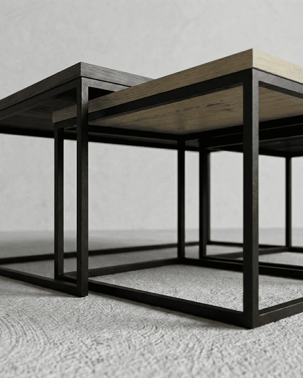 Tavolino Melacia - Set di 3 tavolini a incastro - Design minimal moderno - Noce/rovere/ebano - doomostore