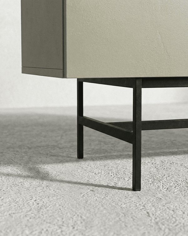 Madia Semana - Mobile per soggiorno e ingresso, moderno - 4 ante - L. 200 cm x H. 78 cm x P. 40 cm - Grigio oliva - doomostore