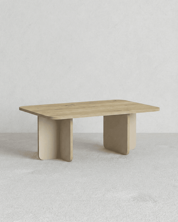 Tavolino Ilary - Tavolino per soggiorno - Design minimal moderno - Rovere naturale / Beige sabbia - doomostore