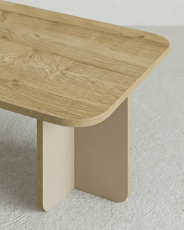 Tavolino Ilary - Tavolino per soggiorno - Design minimal moderno - Rovere naturale / Beige sabbia - doomostore