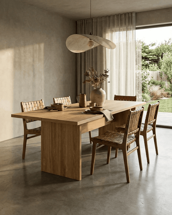 Tavolo Lanoa - Tavolo per soggiorno e sala da pranzo - Design minimal innovativo - L. 200 x H. 75 x P. 100 cm - Legno rovere - doomostore