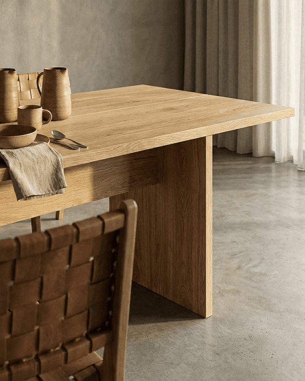 Tavolo Lanoa - Tavolo per soggiorno e sala da pranzo - Design minimal innovativo - L. 200 x H. 75 x P. 100 cm - Legno rovere - doomostore