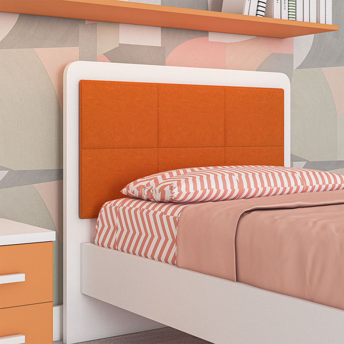 Letto singolo 97 cm  Rust con fascioni e pediera - Arancio