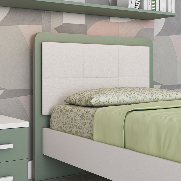 Letto singolo 97 cm  Rust con fascioni e pediera - Bianco