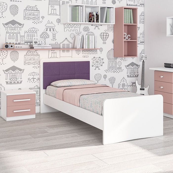 Letto singolo 97 cm  Rust con fascioni e pediera - Viola