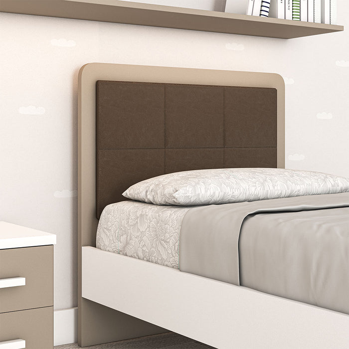 Letto singolo Rust con fascioni e pediera - Brown/Clay