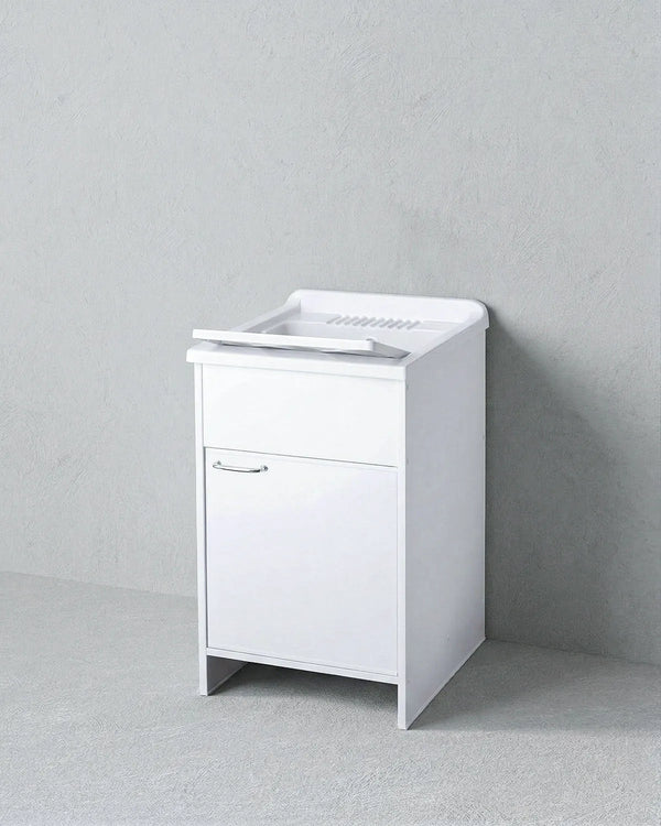Mobile Lavatoio NEXA MICHI 45 – Lavapanni in PVC con Vasca e Anta – 45x50x85 cm Bianco - doomostore