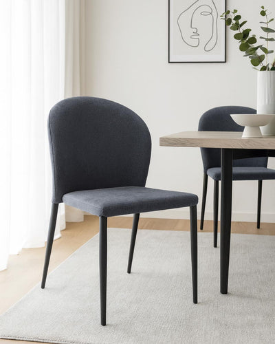 Sedia Ada - Sedia moderna imbottita - Rivestimento idrorepellente grigio - Struttura in metallo nero - Design moderno - 1 pz