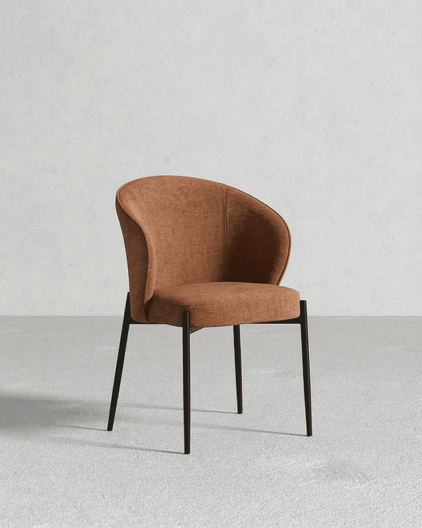 Sedia Agata - Sedia moderna in tessuto color Bronzo - Struttura in metallo nero opaco - Design moderno - 1 pz - doomostore