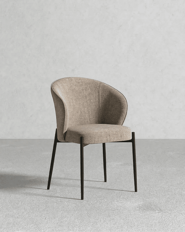 Sedia Agata - Sedia moderna in tessuto color Tortora - Struttura in metallo nero opaco - Design moderno - 1 pz (Copia) - doomostore