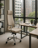 Poltrona Althea - Sedia ufficio soft - Schienale alto ergonomico - Braccioli in alluminio - Rivestimento ecopelle - Base girevole con ruote antishock - Altezza regolabile - doomostore