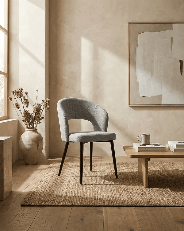 Sedia Anita - Sedia moderna in tessuto grigio - Struttura in metallo nero - Design moderno - 1 pz - doomostore