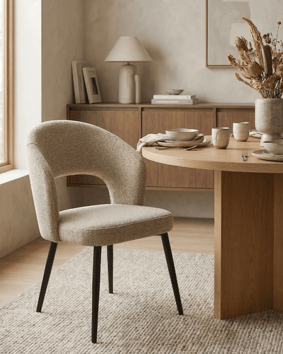 Sedia Anita - Sedia moderna in tessuto tortora - Struttura in metallo nero - Design moderno - 1 pz