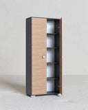 Armadio multiuso Sonia 2 ante - Mobile portascopa salvaspazio - 6 ripiani interni e un vano portascope - Colore ante virginia e struttura antracite - 75x180x35 cm - doomostore