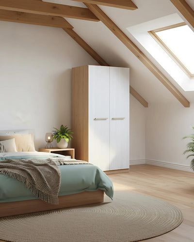 Armadio Theo H.186 - Guardaroba moderno - 2 ante - 4 varianti colore personalizzabile - 1 ripiano regolabile incluso - 1 ripiani regolabili opzionali