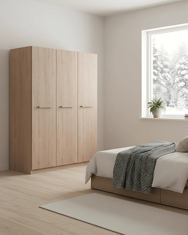 Armadio Nolan H.186 - Guardaroba moderno - 3 ante - 4 varianti colore personalizzabile - 2 ripiano regolabile incluso - 2 ripiani regolabili opzionali - doomostore